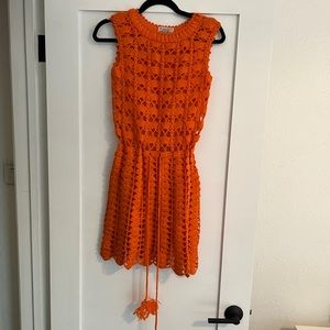 60s/70s Vintage Orange Knit Dress